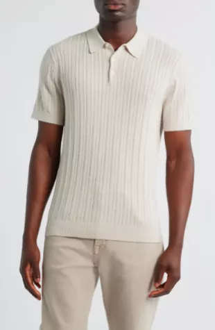 Cabled Cotton & Cashmere Polo Sweater