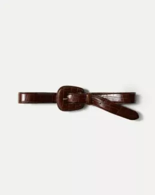 Elsy Leather-Buckle Belt in Chestnut