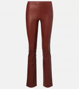 JP Long Leather Flared Pants