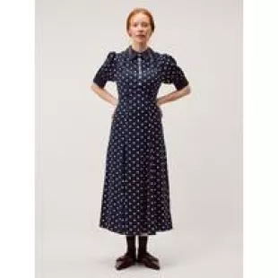 Kate Puff Sleeve Polka Dot Midi Dress