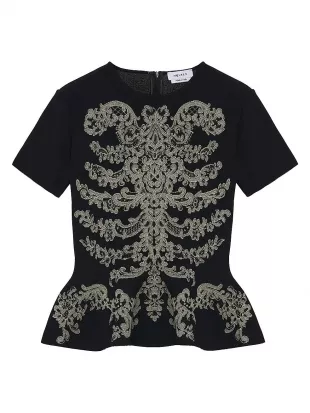 Ribcage Jacquard Peplum Top