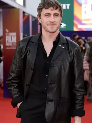 Hamnet Paul Mescal Black Leather Jacket