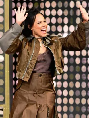 Tamron Hall Show 2026 Amirah Vann Oyeku Satin Bomber Jacket