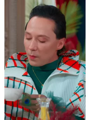 The Traitors US S4 White & Red Plaid Pleat Jacket