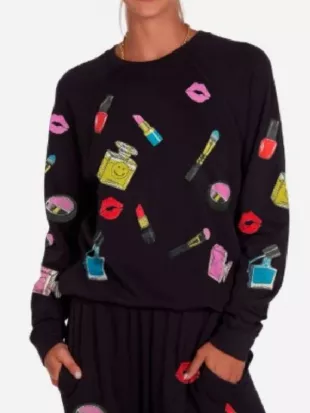 The Valley Persian Style Black Cosmetics Printed Sweater