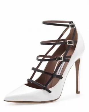 Simmons Josephina White Black Strappy Colorblock Pumps