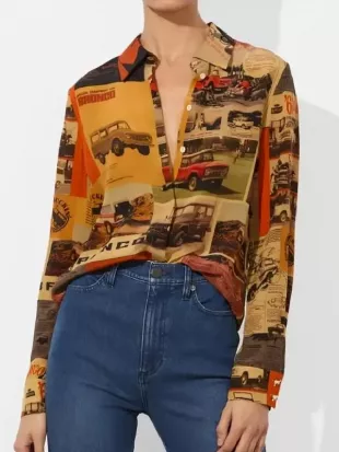 Good Morning America Savannah Chrisley Brown Printed Shirt