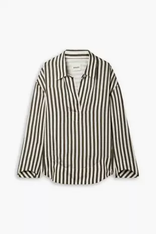 Melan Black and White Striped Blouse