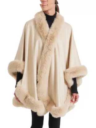 Beyond The Gates 2026 Tamara Tunie Faux Fur Trim Beige Cape
