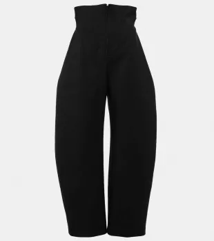 High-rise Wool Barrel-leg Pants