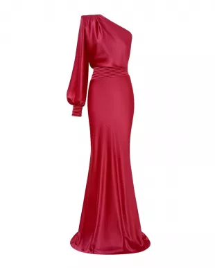 Don't Look Now Draped One-Shoulder Satin Gown