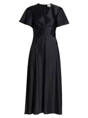 Daphne Ruched Satin Midi-Dress
