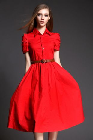 Rouge Robe Longue été Vintage 50