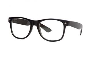 Black Frame Clear Lens Glasses w/Free Microfiber Case