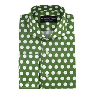 Chemise verte a pois blancs