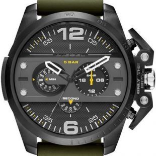 Montre kaki bracelet caoutchouc cadran noir