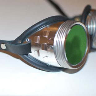 Gotham Goggles With Green Lenses & Leather Strap
