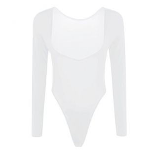 Freebily Femme Body Manches Longues Justaucorps Décolleté Thong Lingerie Transparent Femme Combinaisons Collant Bodysuit Jumpsuit Col Basse Noir Taille Unique