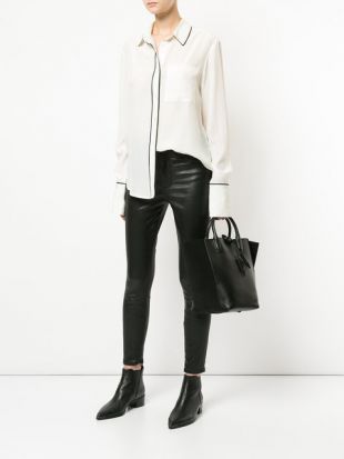 Nobody Denim Piped Silk Shirt Piped Ivory