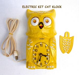 RARE 60s VINTAGE ELECTRIC OWL KIT CAT KLOCK KAT CLOCK ORIGINAL MOTOR REBUILT USA  | eBay