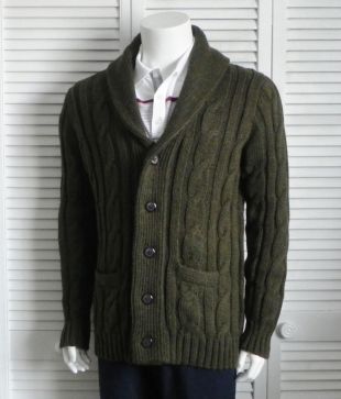 NEW Mens SZ XXXL 3XL ALPACA Olive Green Cable Knit Shawl Collar Sweater Cardigan  | eBay