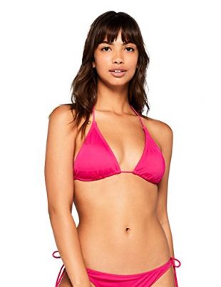 Iris & Lilly Haut de Bikini Triangle Ajustable Femme, Rose (Fuchsia), 12 (Taille fabricant: Medium)