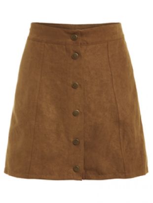 Jupe en faux suédé avec boutons  marron  French Romwe