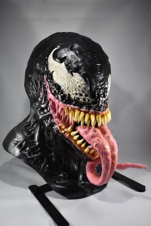 Black Symbiote latex mask with tongue