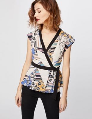 Top imprimé façon patchwork