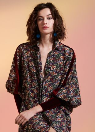 robe en soie - Carole Velvet and silk shirt dress
