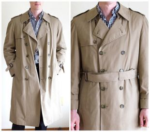 Men's khaki belted trench coat from London Fog SIZE 40 S