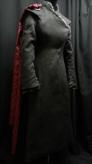 Inspiré de Le Trône de Fer Daenerys Targaryen saison 7 manteau lin noir faite sur mesure!