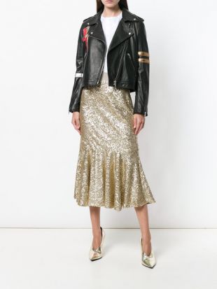Metallic Applique Biker Jacket