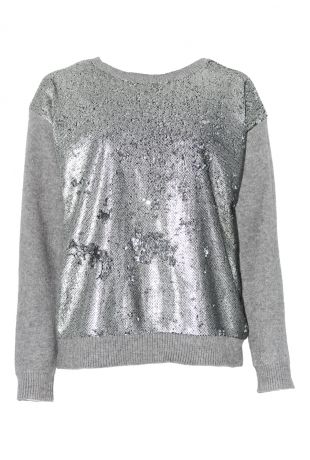 Pull à Paillettes Brunello Cucinelli - Cachemire 100% Gris, Taille S, Neuf Avec étiquettes (3150$ Valeur)