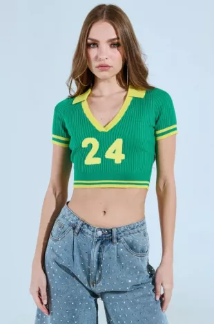 Pretty Elite Cropped Collared Sweater