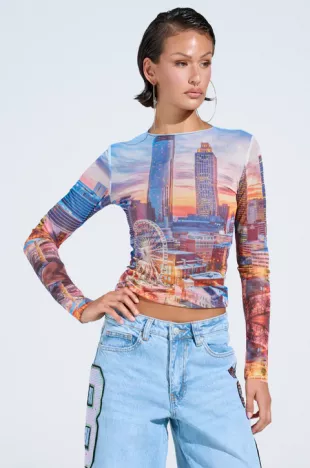 City Light Mesh Long Sleeve Top