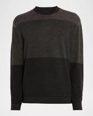 Colorblock Geo Knit Crewneck Sweater