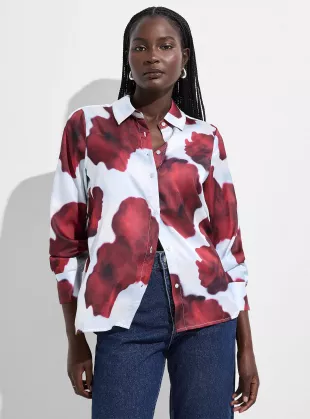 Floral Print Satiny Shirt