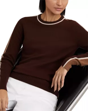 Anne Sweater in Burgundy/Tan