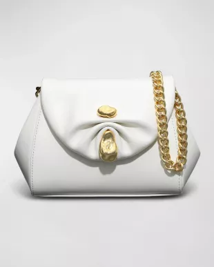 Ruched Pillow Leather Shoulder Bag