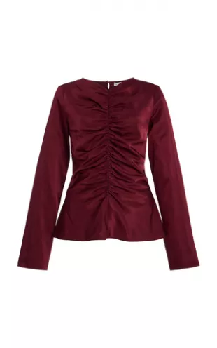 Allure Gathered Top in Burgundy