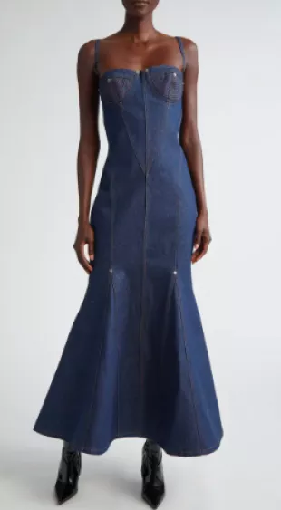 Denim Mermaid Maxi Dress