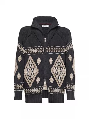 Cardigan in Cashmere Feather Yarn with