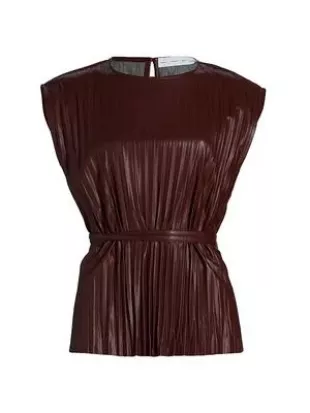 Lyra Pleated Faux Leather Top