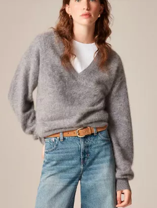 Brushed Cashmere V Neck Sweater