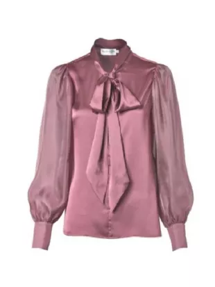The Traitors UK S4 Claudia Winkleman Pink Silk Blouse