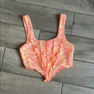 Neon Pink and Yellow Striped Top