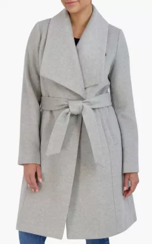 Slick Wool Blend Wrap Coat
