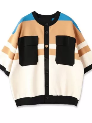 Access Hollywood 2026 Scott Evans Striped Colorblock Cardigan