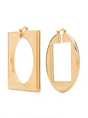 Les Creoles Rond Carré Asymmetric Hoop Earrings